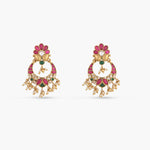 Earrings Gulab Kempu Jadau Silver Chandbali Earrings