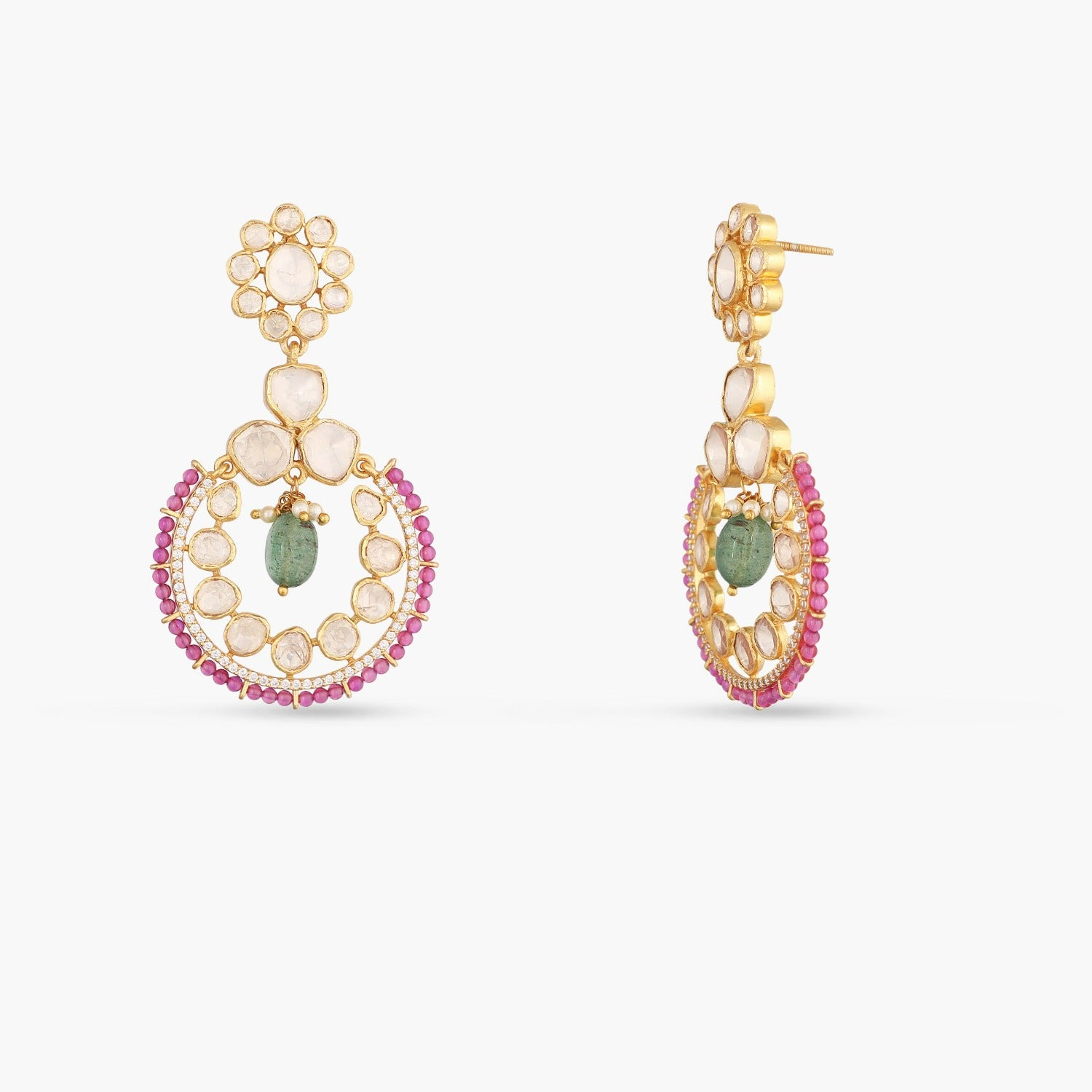 Earrings Classic Floral Moissanite Silver Chandbali Earrings