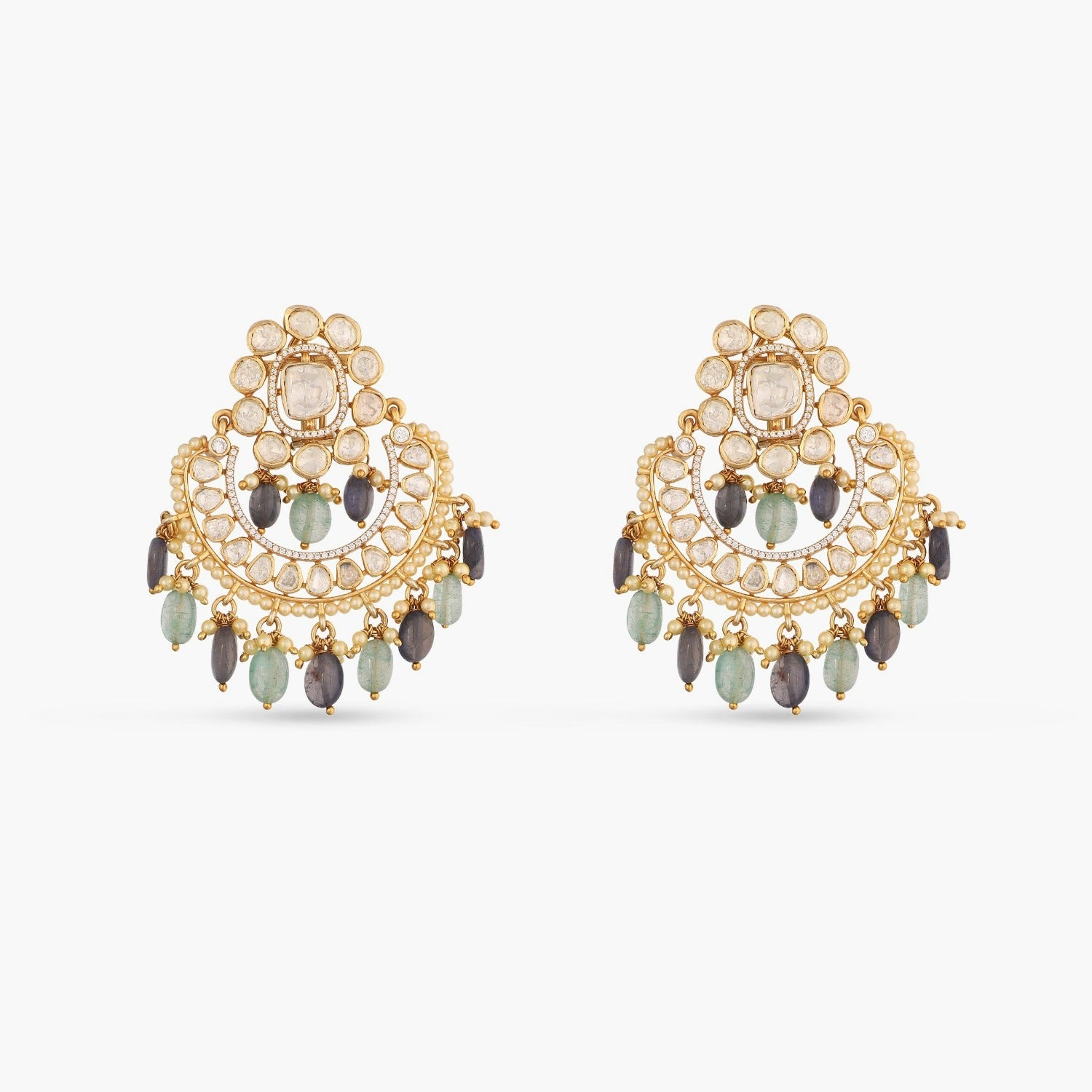 Earrings Aqua Moissanite Silver Chandbali Earrings
