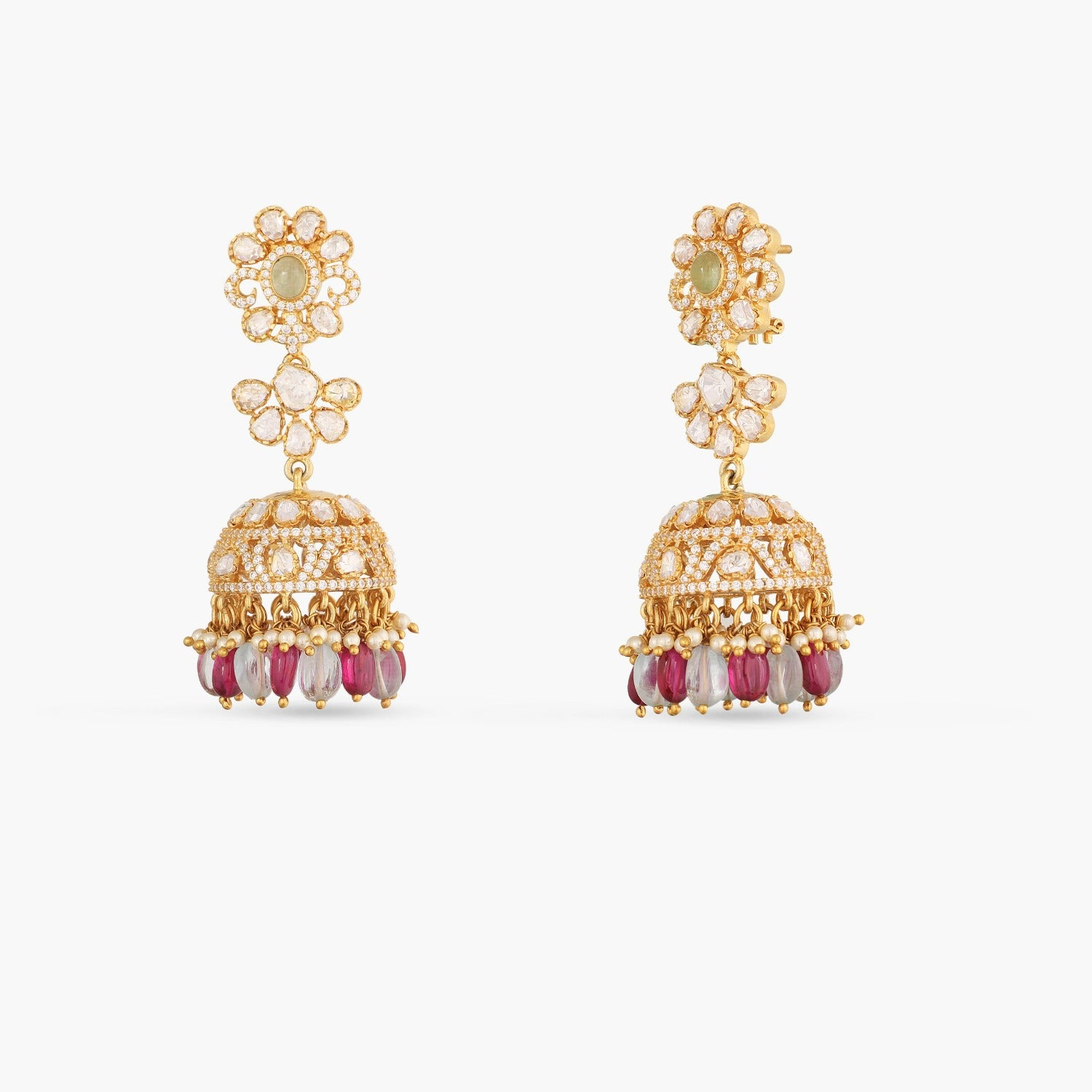 Blossom Moissanite Silver Jhumka Earrings