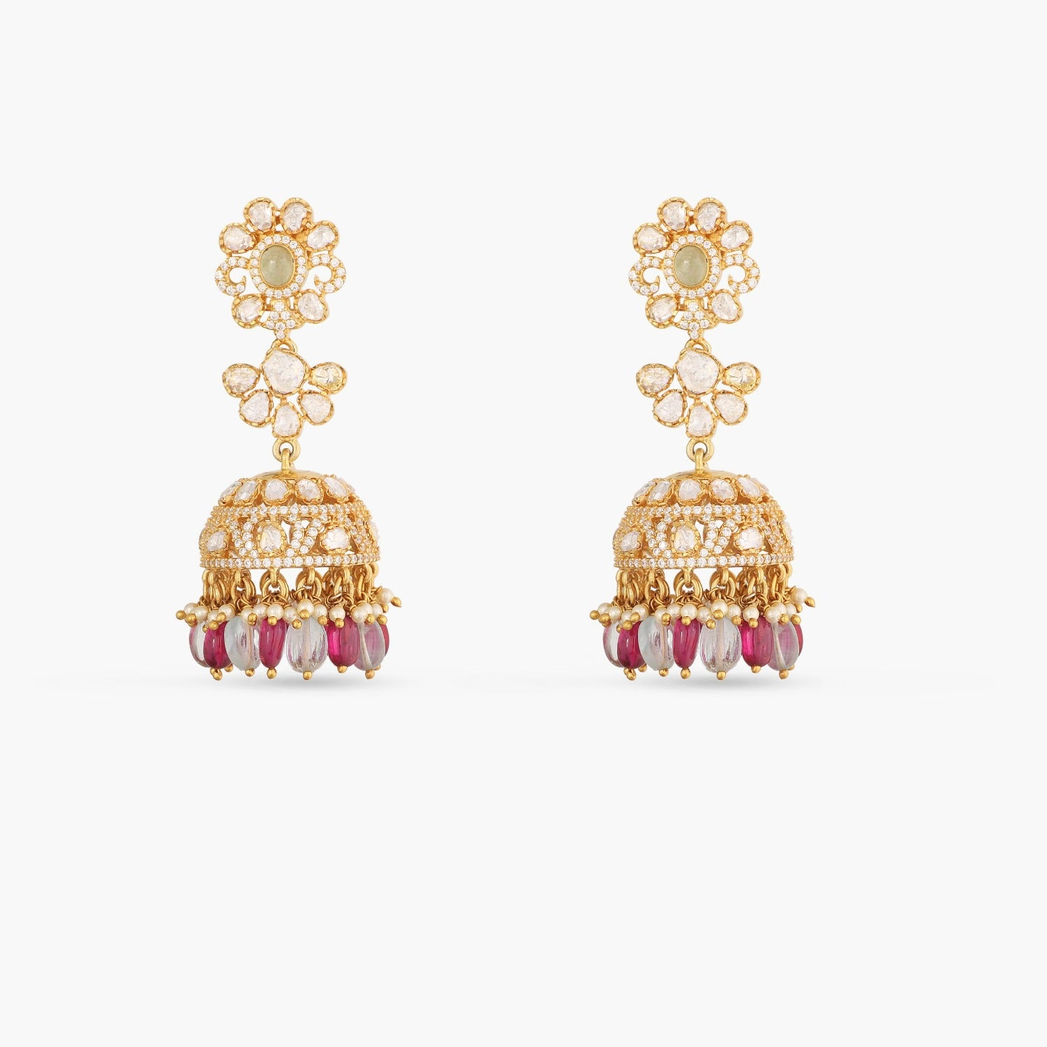 Blossom Moissanite Silver Jhumka Earrings