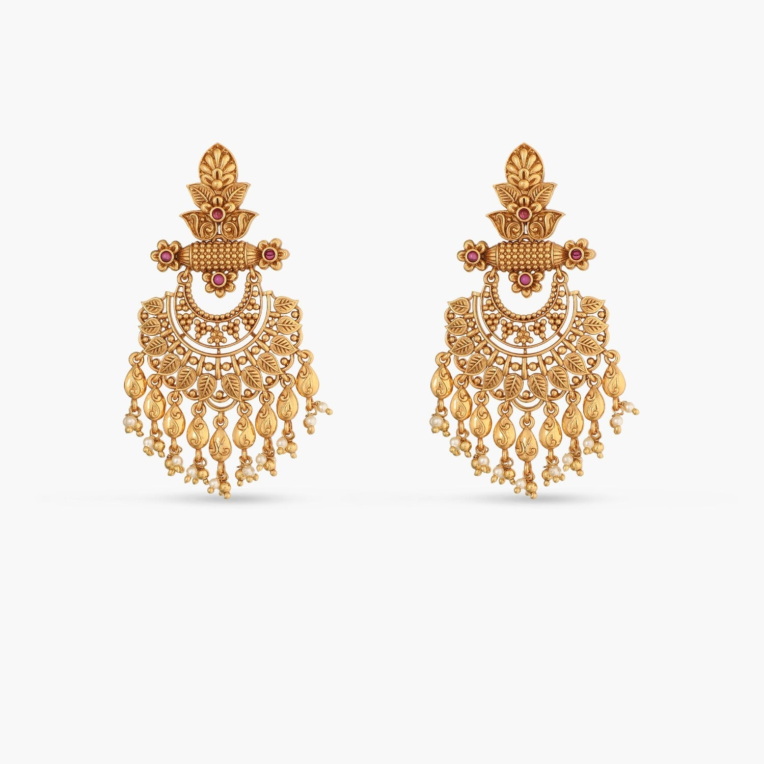 Earrings Swara Leafy Floral Statement Chandbali Earrings