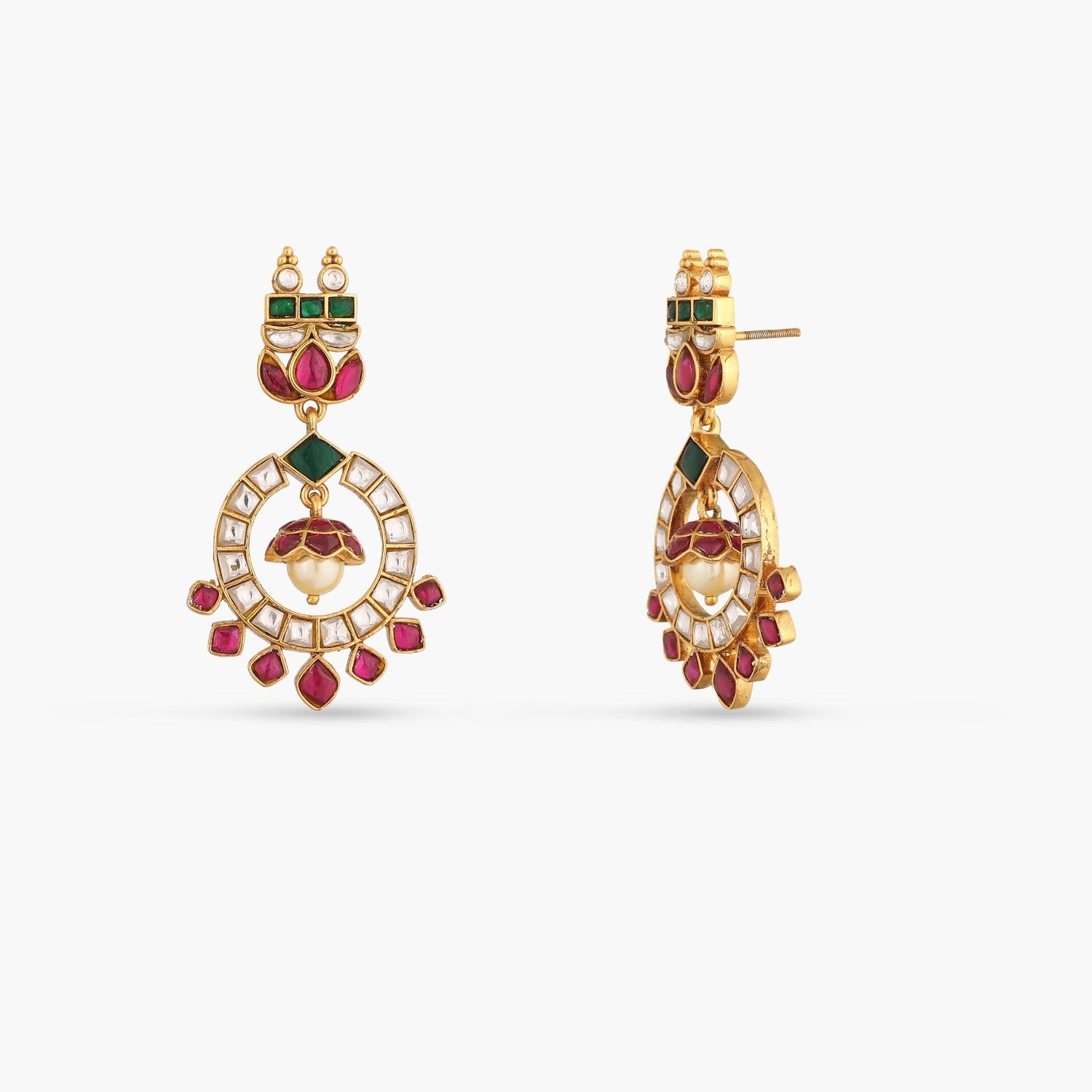 Earrings Ava Kempu Jadau Silver Chandbali Earrings