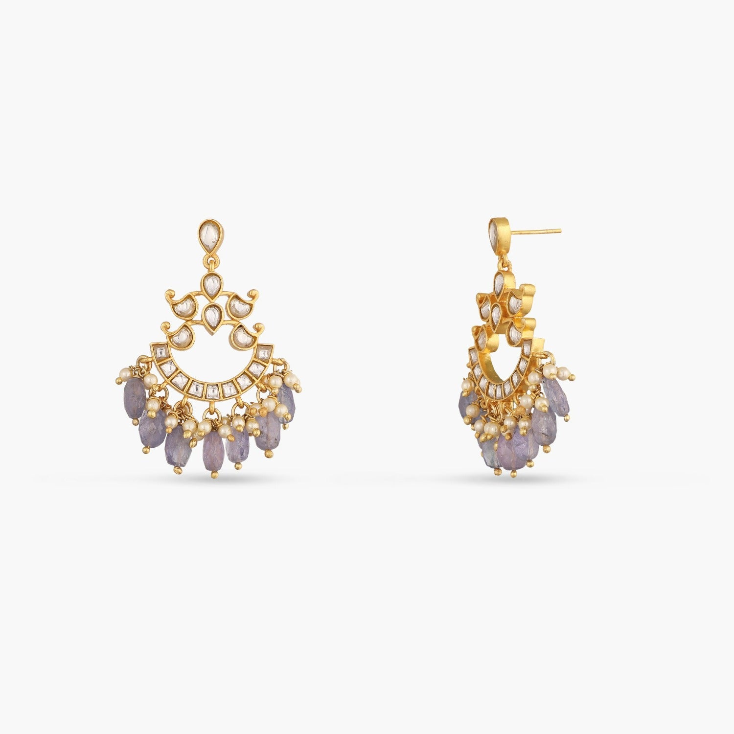 Earrings Sapphire Jadau Silver Chandbali Earrings