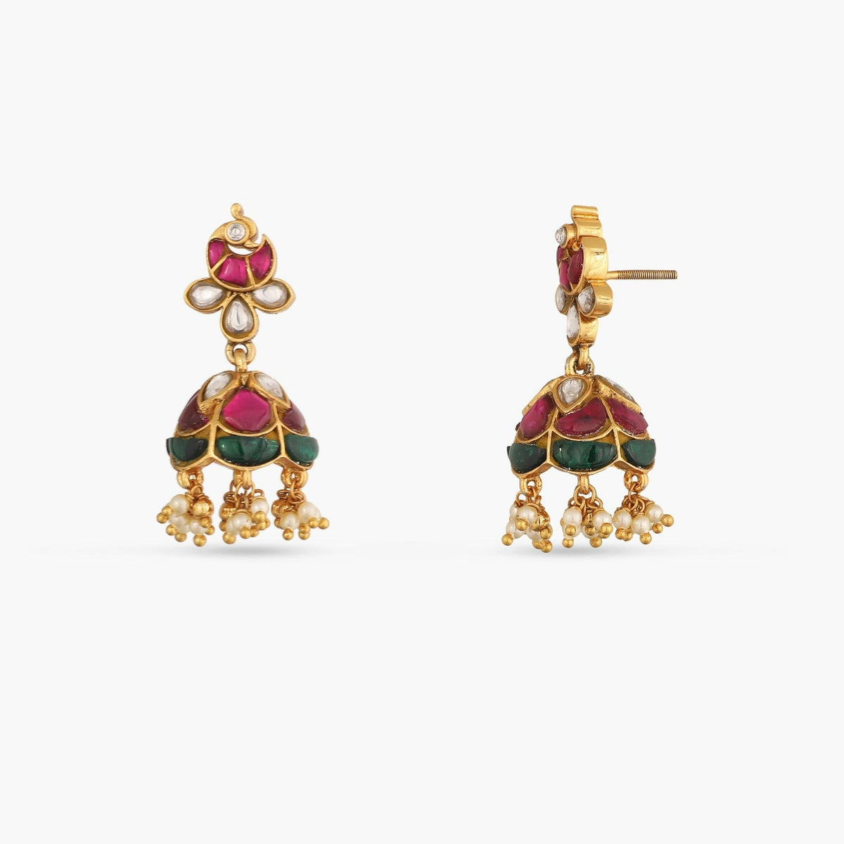 Earrings Diya Kempu Jadau Silver Jhumka Earrings