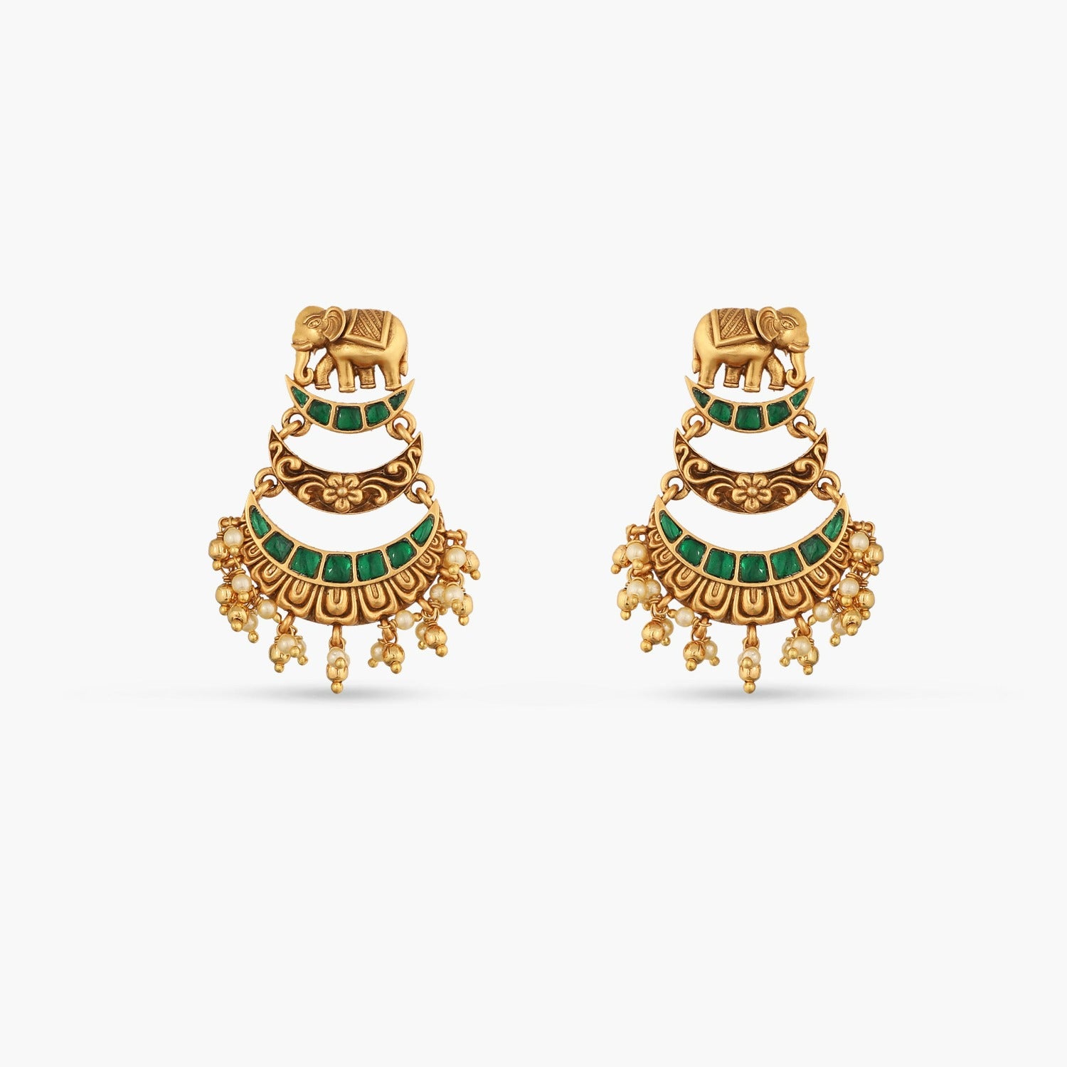 Earrings Elephant Three Layer Antique Silver Chandbali Earrings