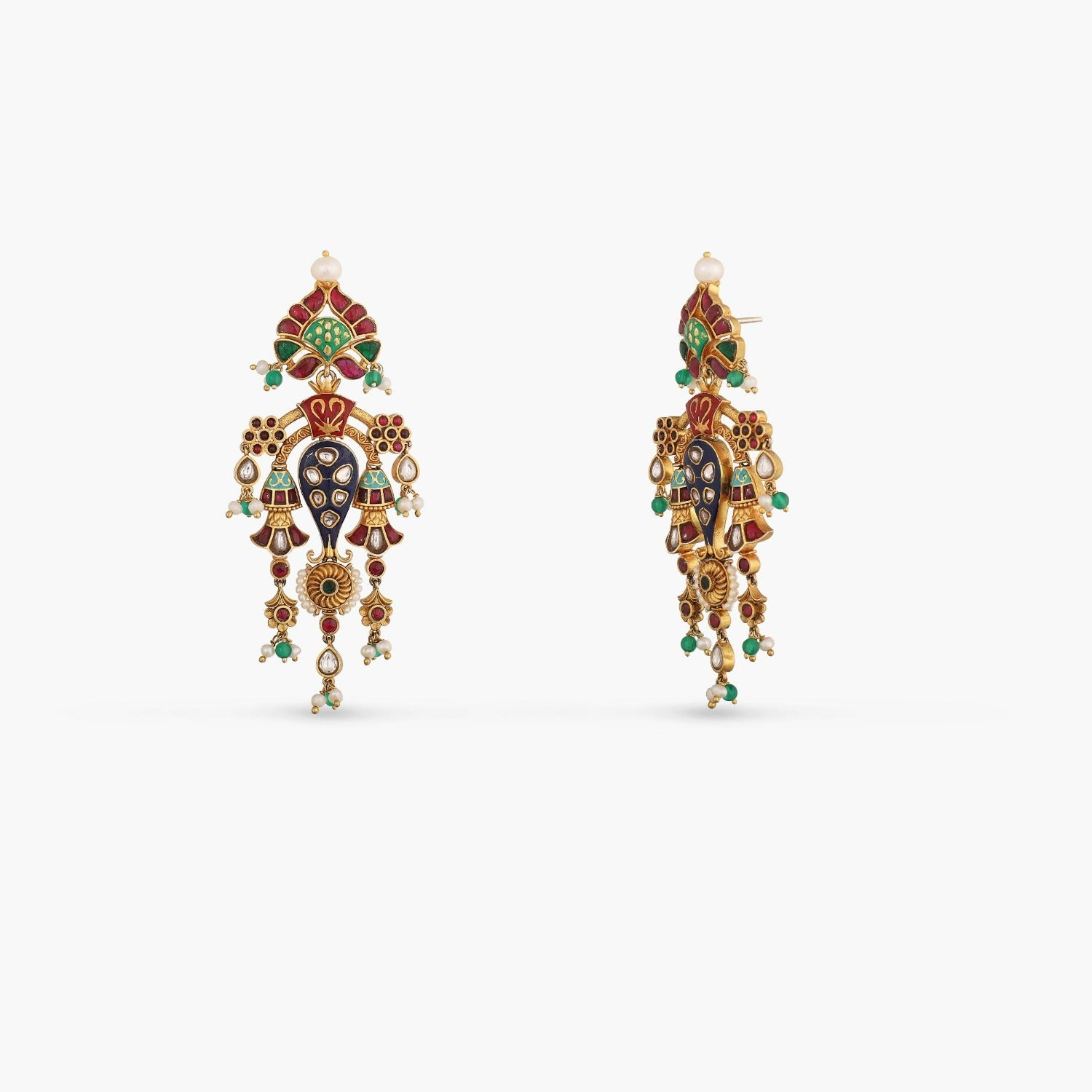 Akansha Modern Kempu Jadau Statement Drop Earrings