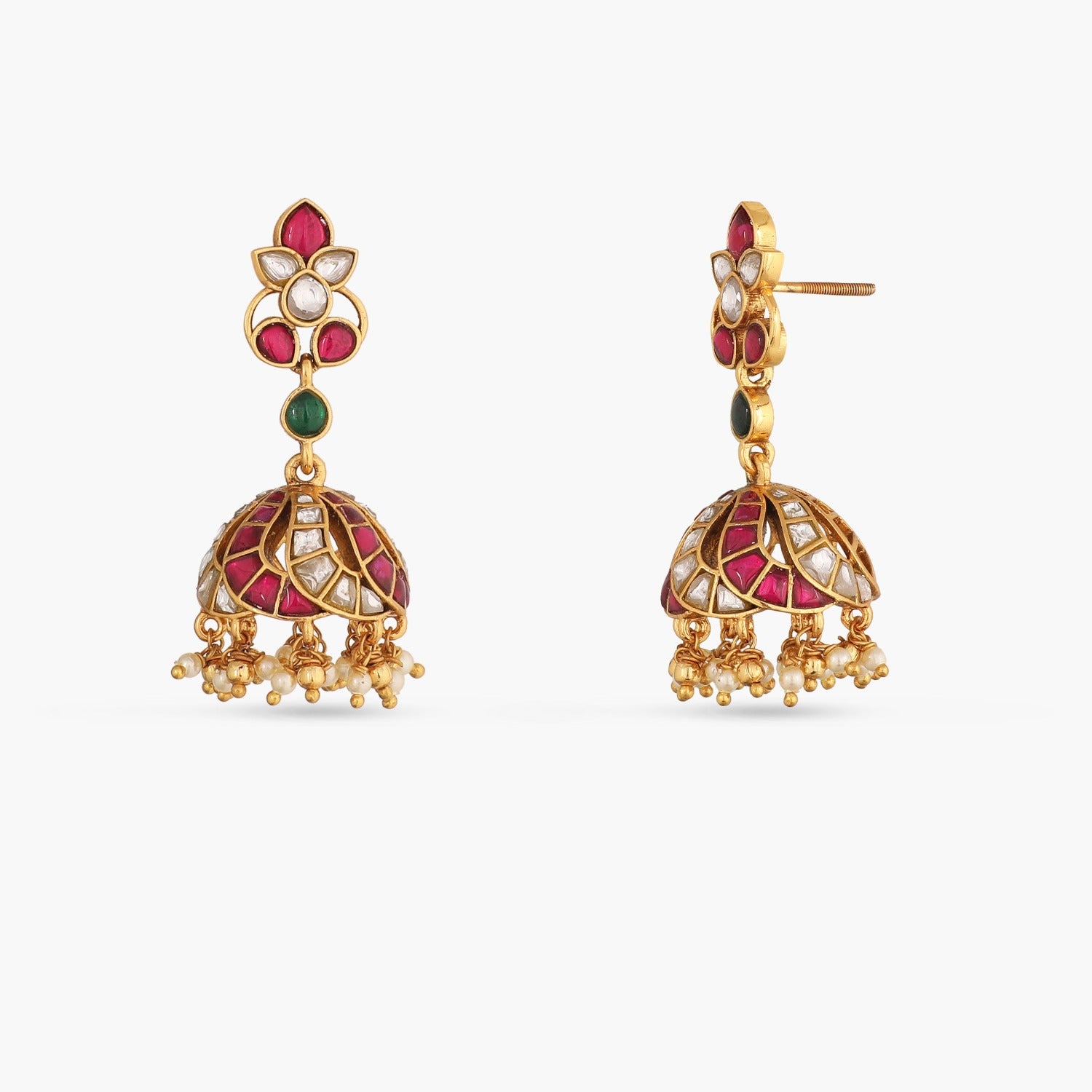 Arni Polki Jhumki Silver Earrings