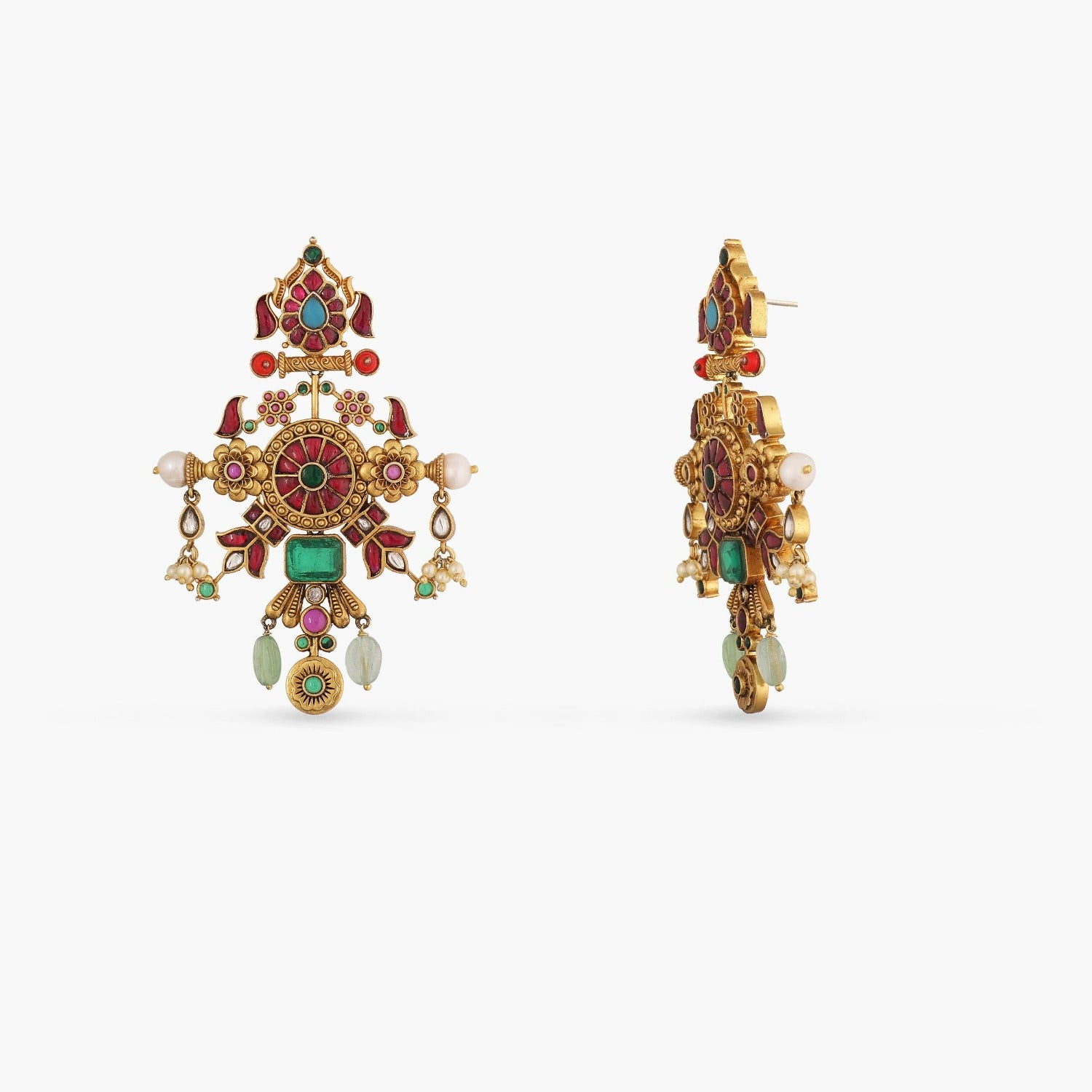 Earrings Naviya Modern Kempu Jadau Statement Drop Earrings