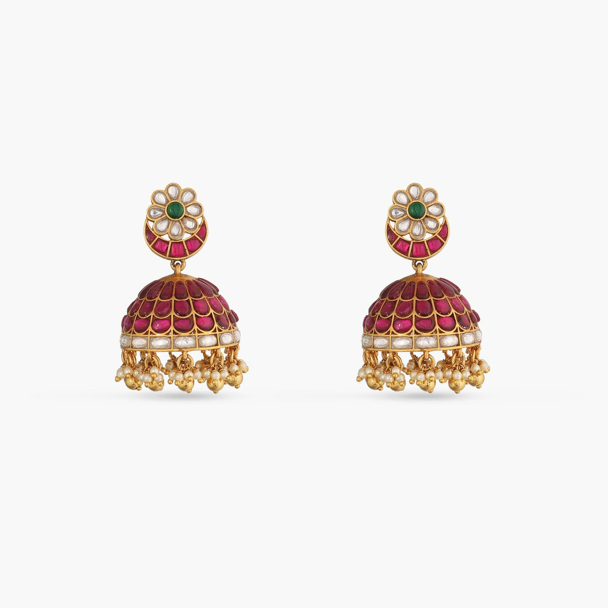 Floral Jhumki Silver Earrings