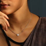 Necklaces Single CZ Charm Delicate Silver Necklace