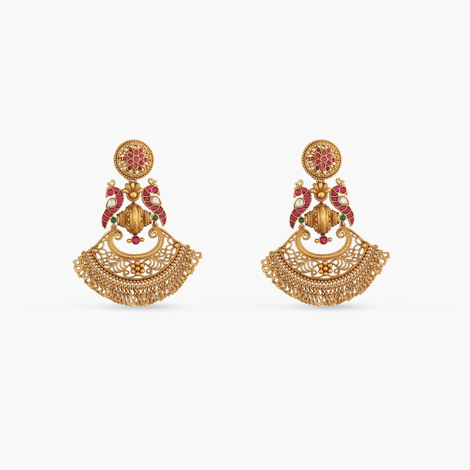Earrings Mura Kempu Jadau Silver Chandbali Earrings