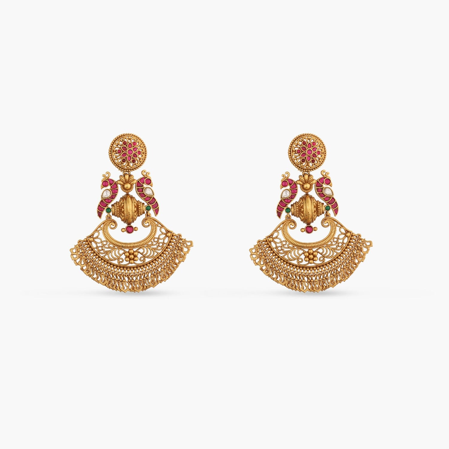 Mura Kempu Jadau Silver Chandbali Earrings