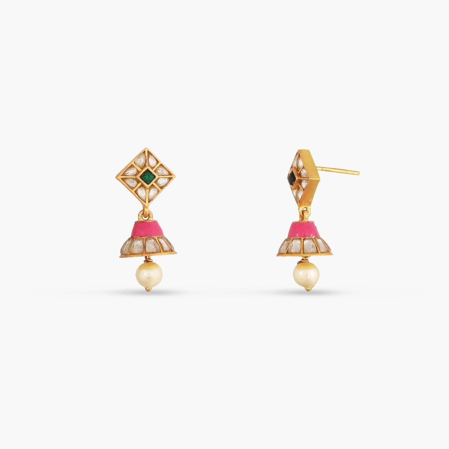 Dainty Kempu Silver Jhumki Earrings