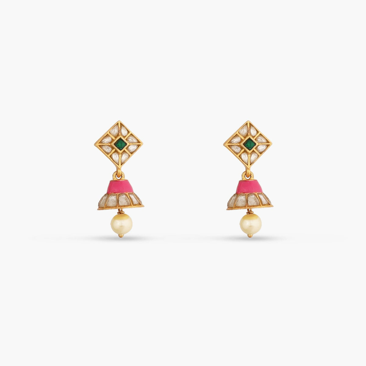 Dainty Kempu Silver Jhumki Earrings