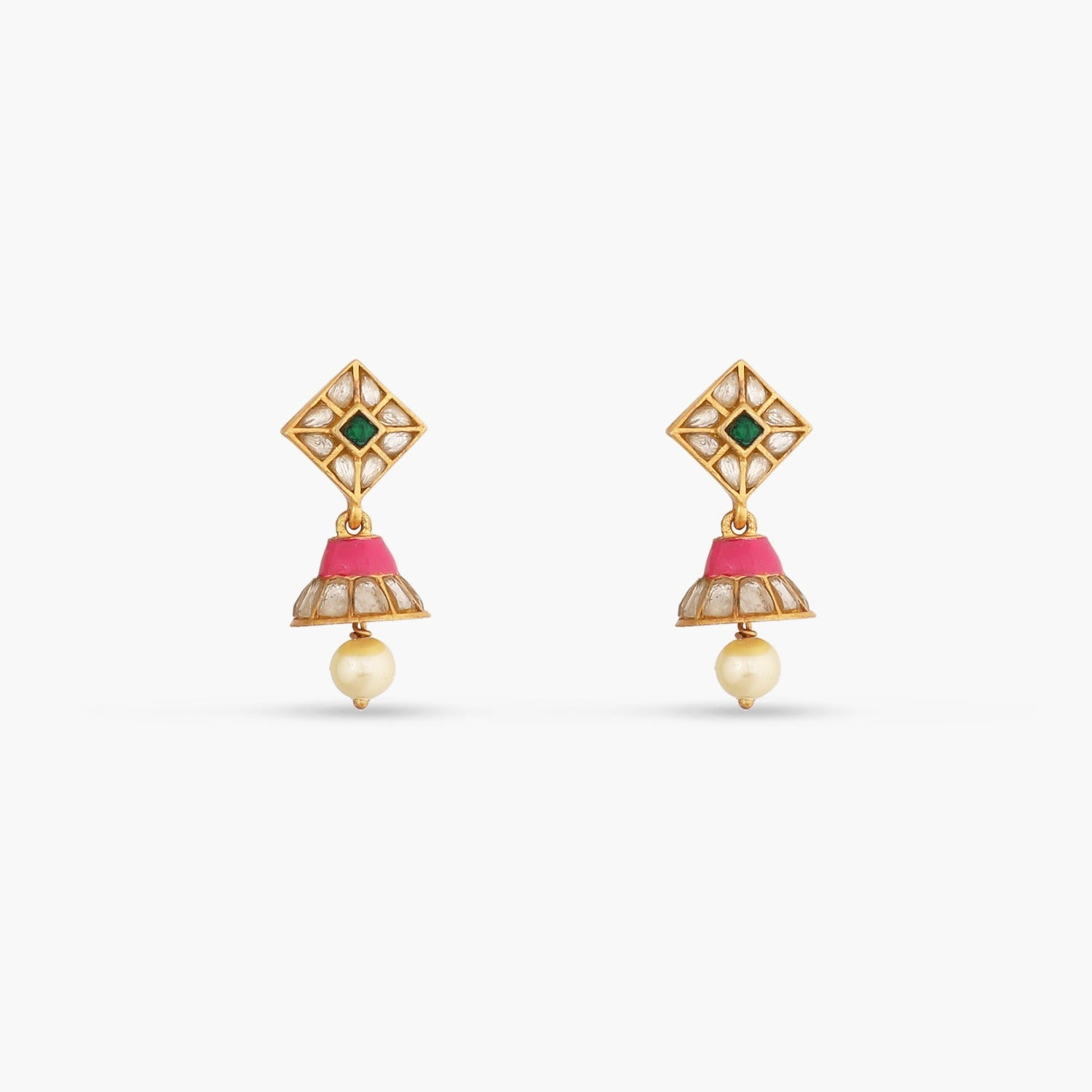 Dainty Kempu Silver Jhumki Earrings