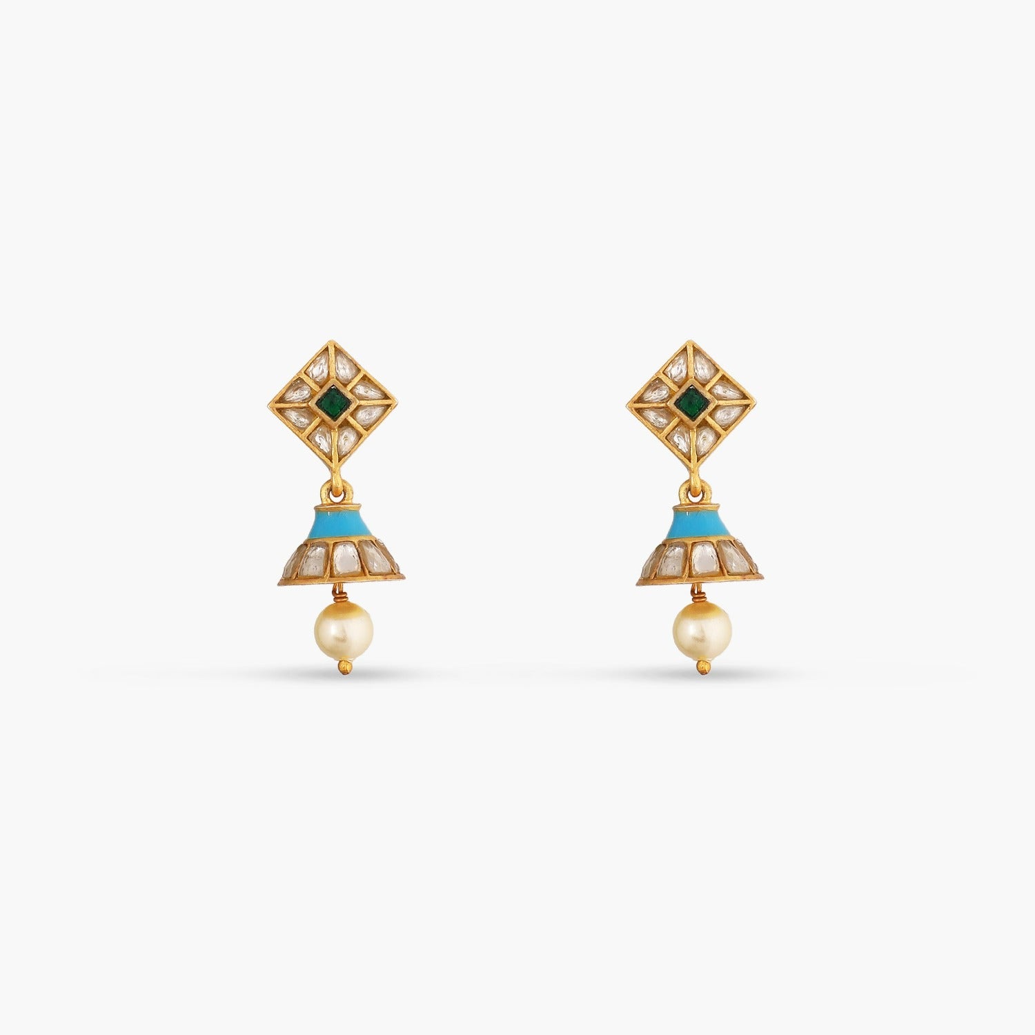 Dainty Kempu Silver Jhumki Earrings