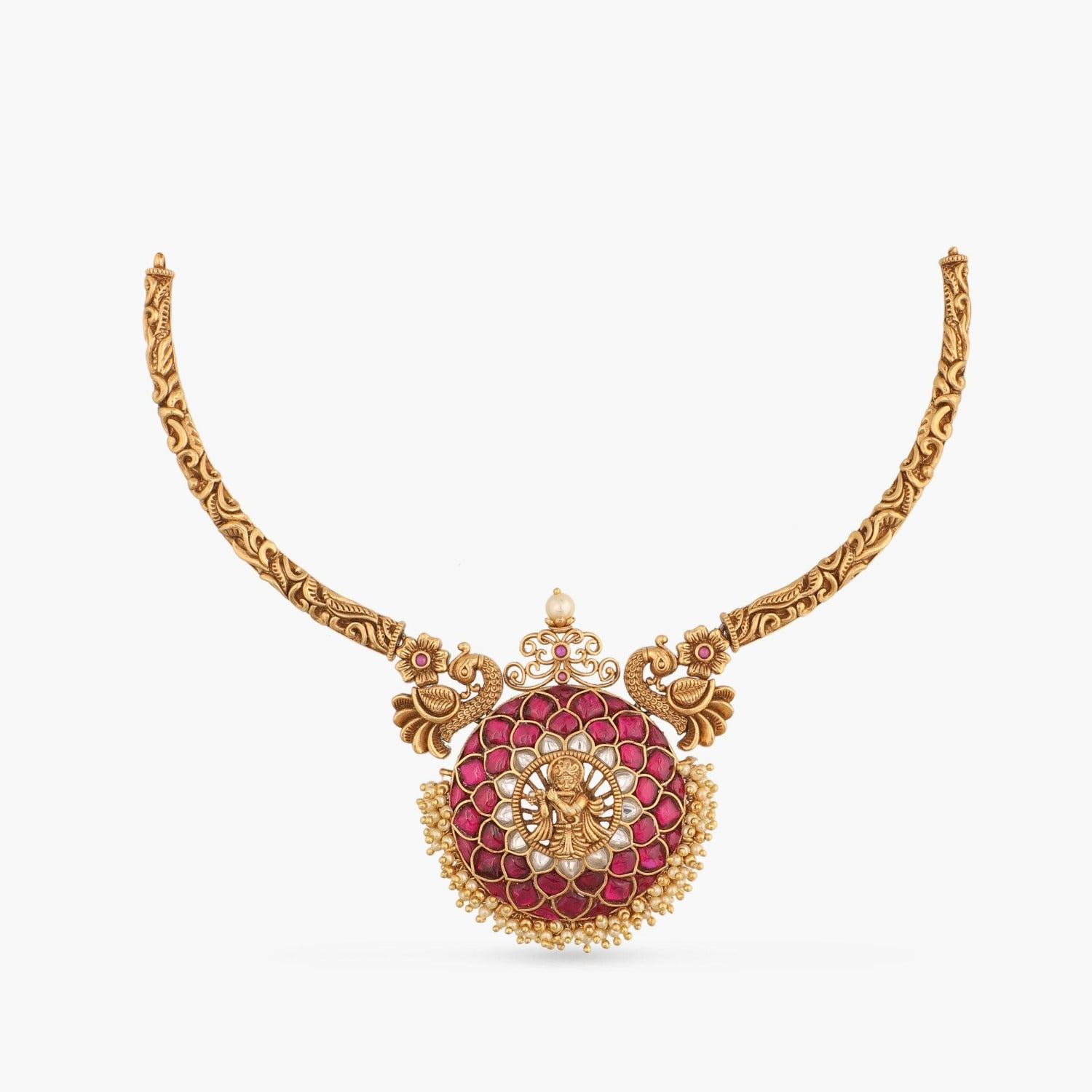 Gold kempu necklace designs with price discount