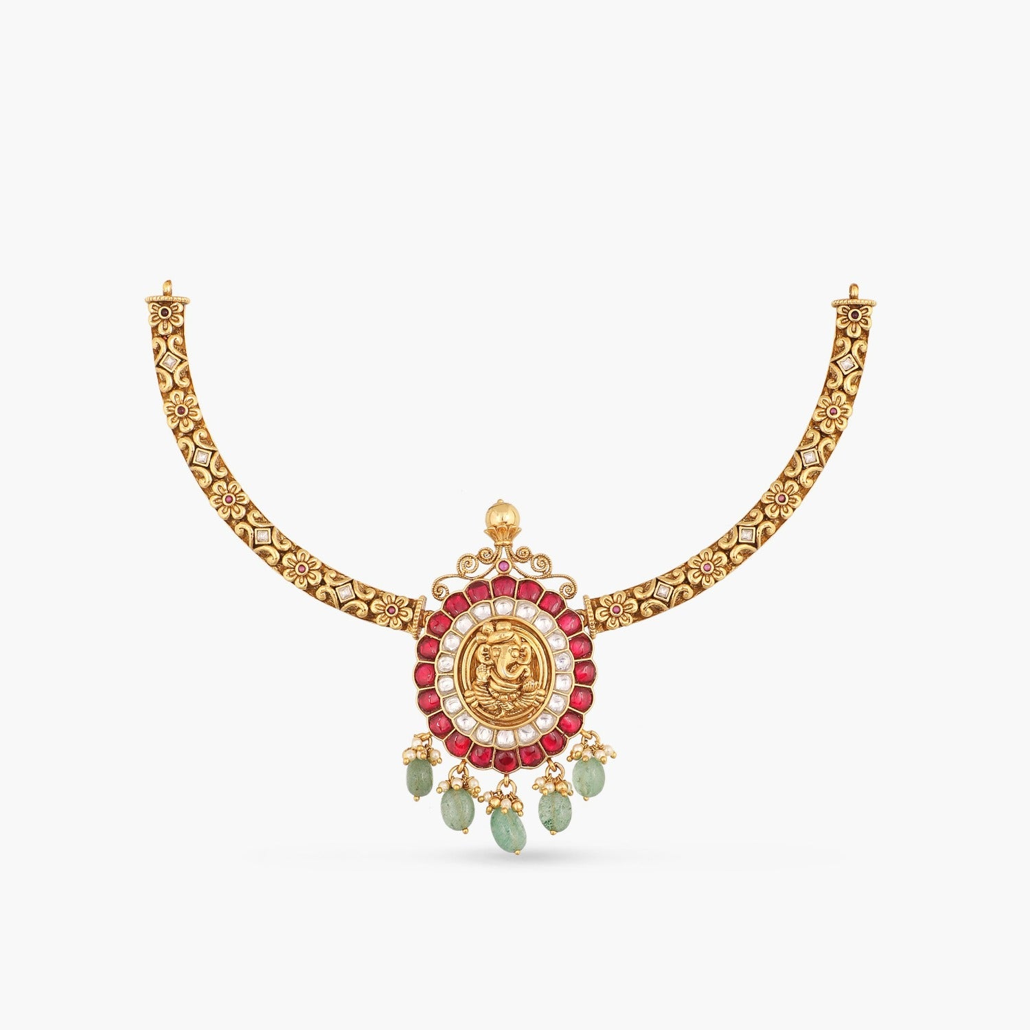 Necklaces Laavin Kempu Jadau Antique Hasli Silver Necklace