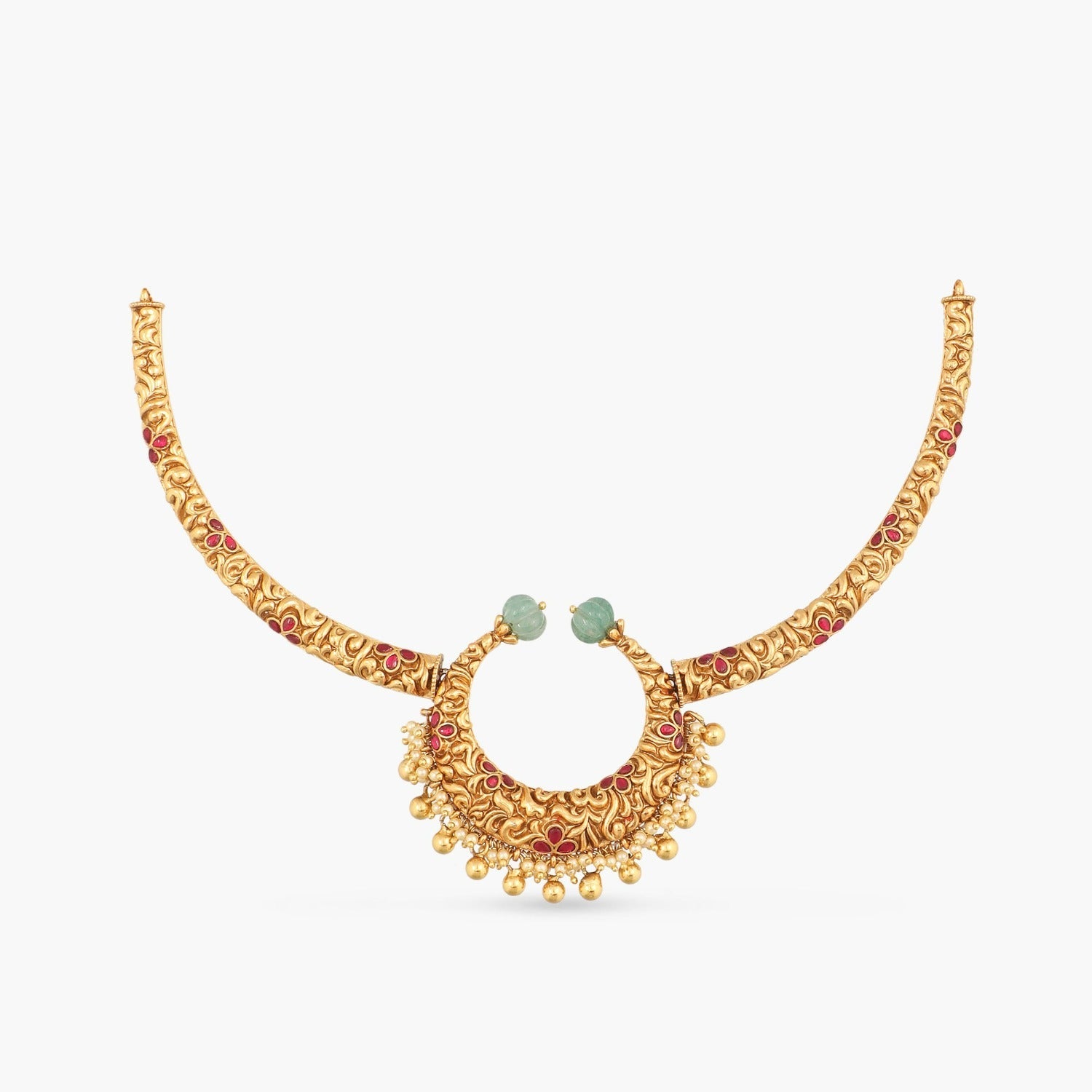 Necklaces Hoop Kempu Jadau Antique Hasli Necklace
