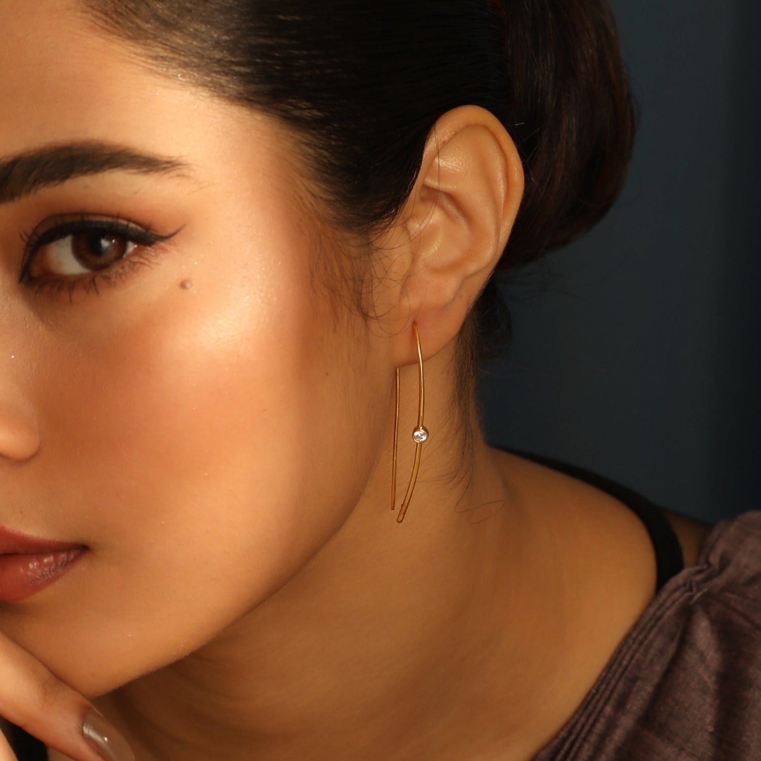 Earrings Simple CZ Silver Hoop Earrings