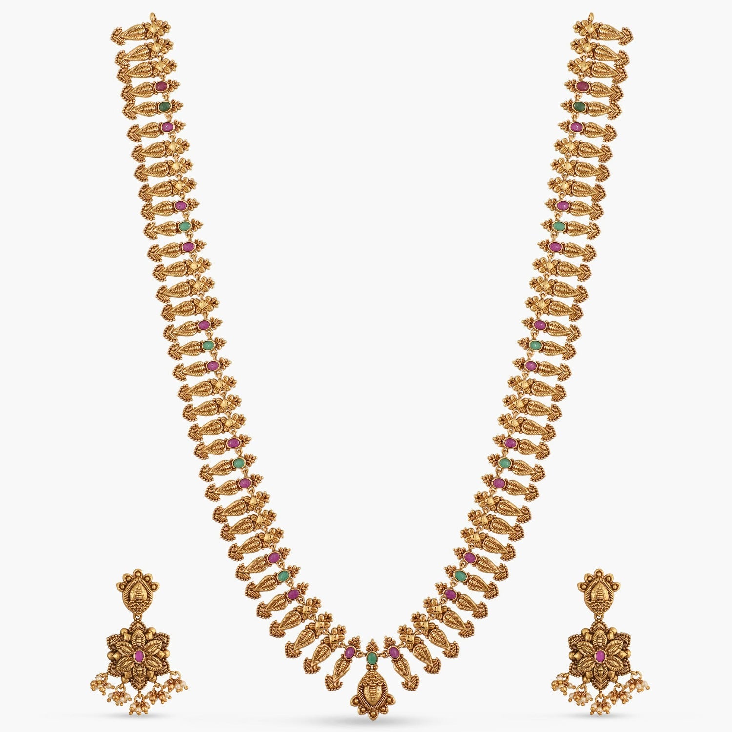 Necklaces Juhi Antique Silver Long Necklace Set