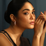 Earrings Sparkling CZ Delicate Hoop Silver Earrings