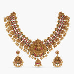 Necklaces Aadtri Antique Temple Silver Necklace Set