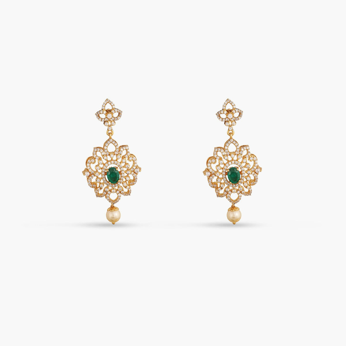 Floral Petal Classic CZ Interchangeable Silver Choker Set