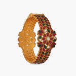 Bracelet Leafy Floral Classic Kempu Jadau Silver Bracelet