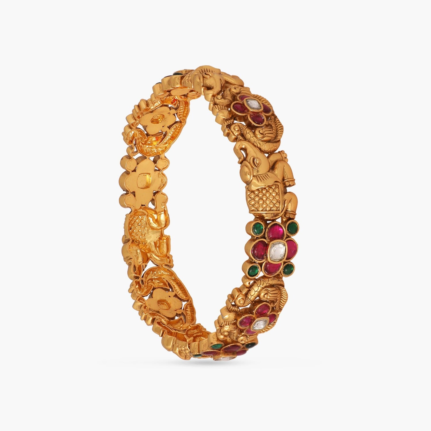 Bangles Elephant Peacock Classic Jadau Silver Bangle