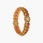Peacock Floral Classic Kempu Silver Bangles 