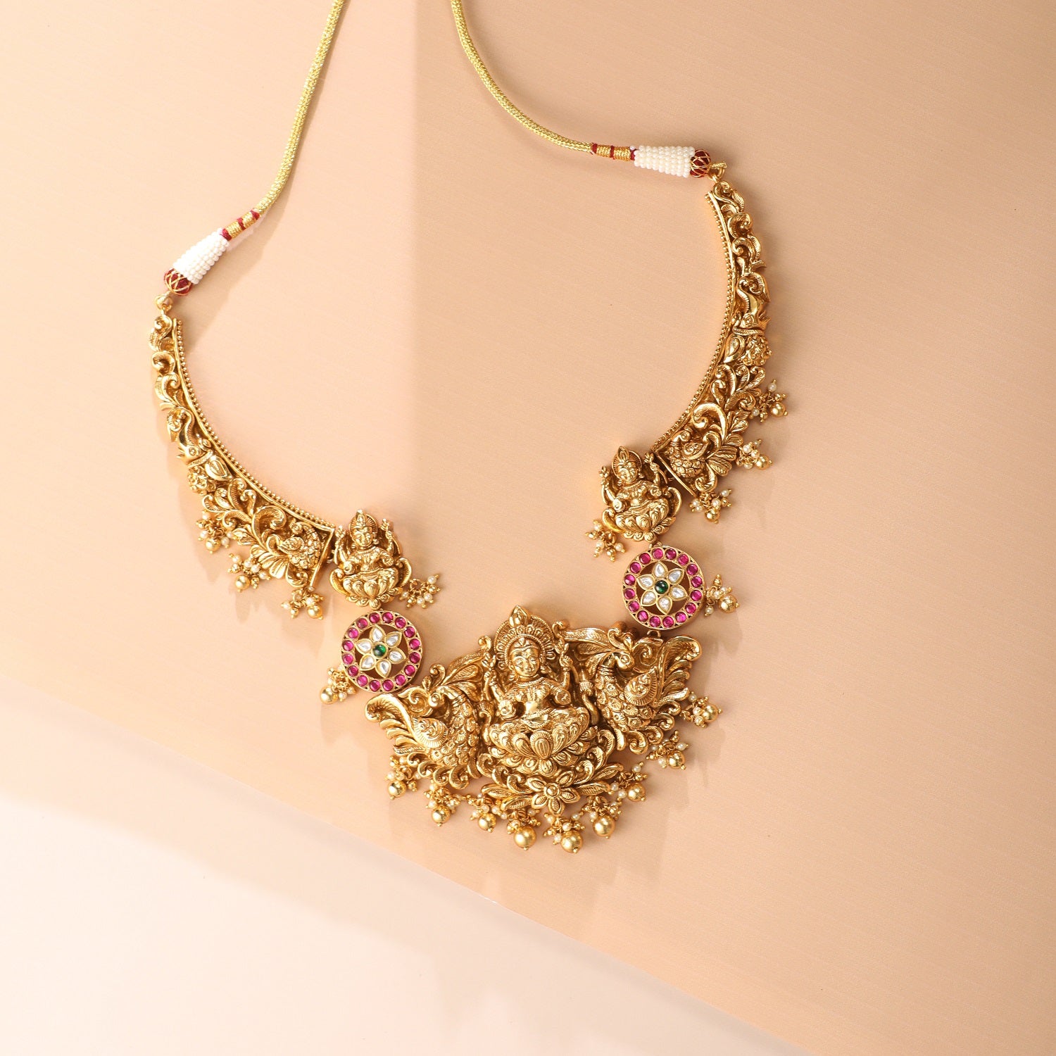 Videhi Antique Nakshi Hasli Silver Necklace