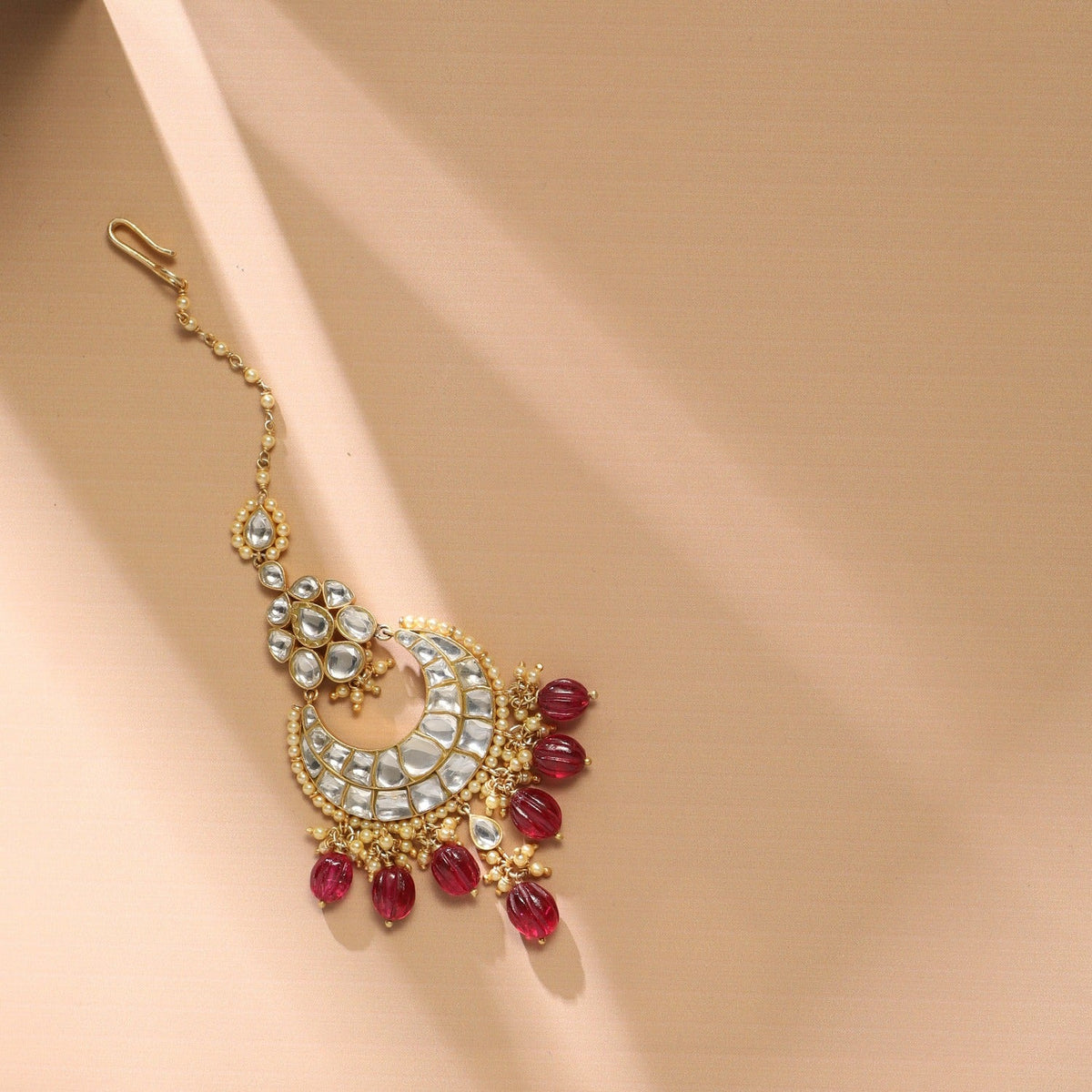 Hair Accessories Hyrah Gold Plated Jadau Silver Maang Tikka