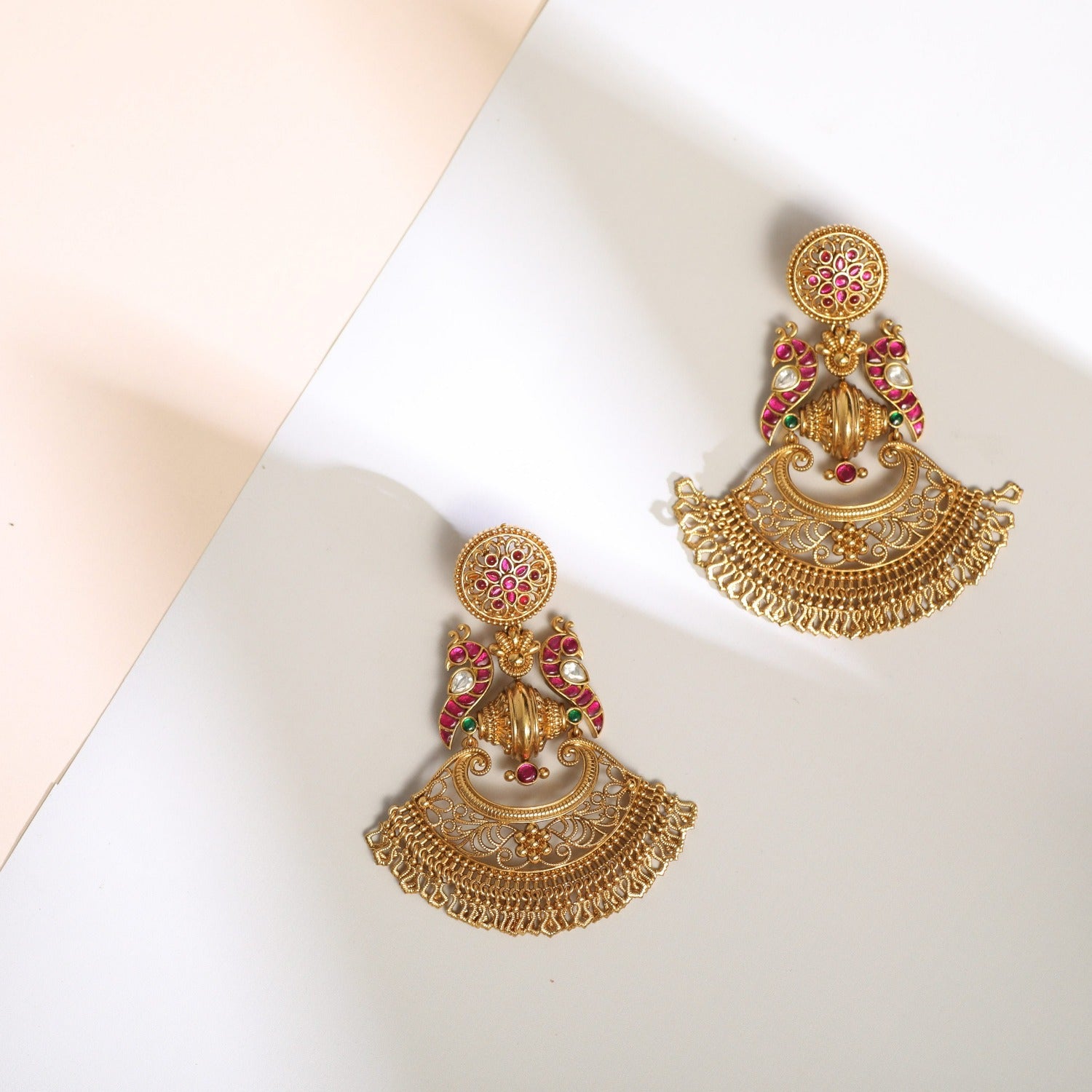 Earrings Mura Kempu Jadau Silver Chandbali Earrings