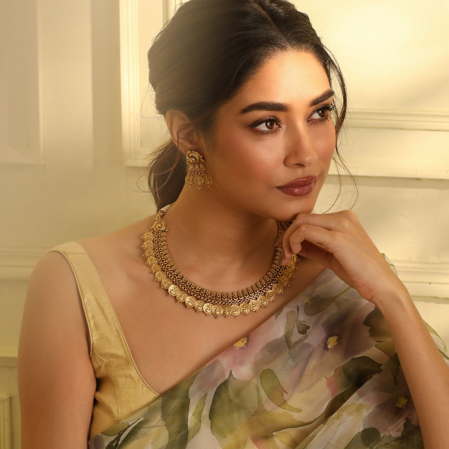 Necklaces Samridhi Antique Nakshi Silver Necklace