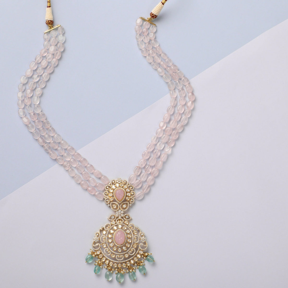 Beads Floral Moissanite Silver Necklace