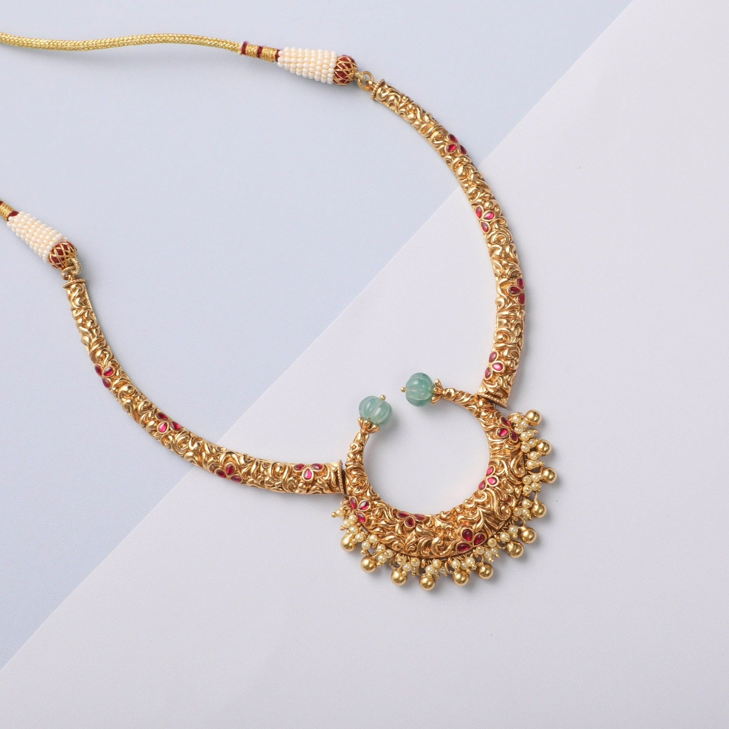 Necklaces Hoop Kempu Jadau Antique Hasli Necklace