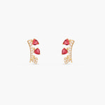 Earrings Heart CZ Charm Silver Cuff Earrings