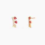 Earrings Heart CZ Charm Silver Cuff Earrings