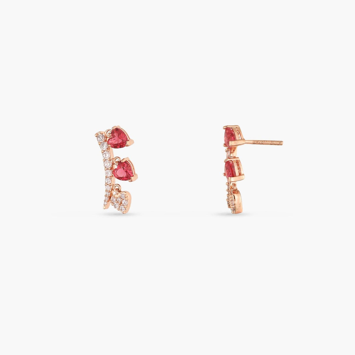 Earrings Heart CZ Charm Silver Cuff Earrings