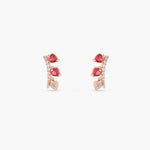 Earrings Heart CZ Charm Silver Cuff Earrings