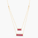 By Your Side CZ Two Layer Horizontal Charm Silver Necklace