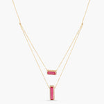 Necklaces By Your Side CZ Two Layer Vertical & Horizontal Charm Silver Necklace