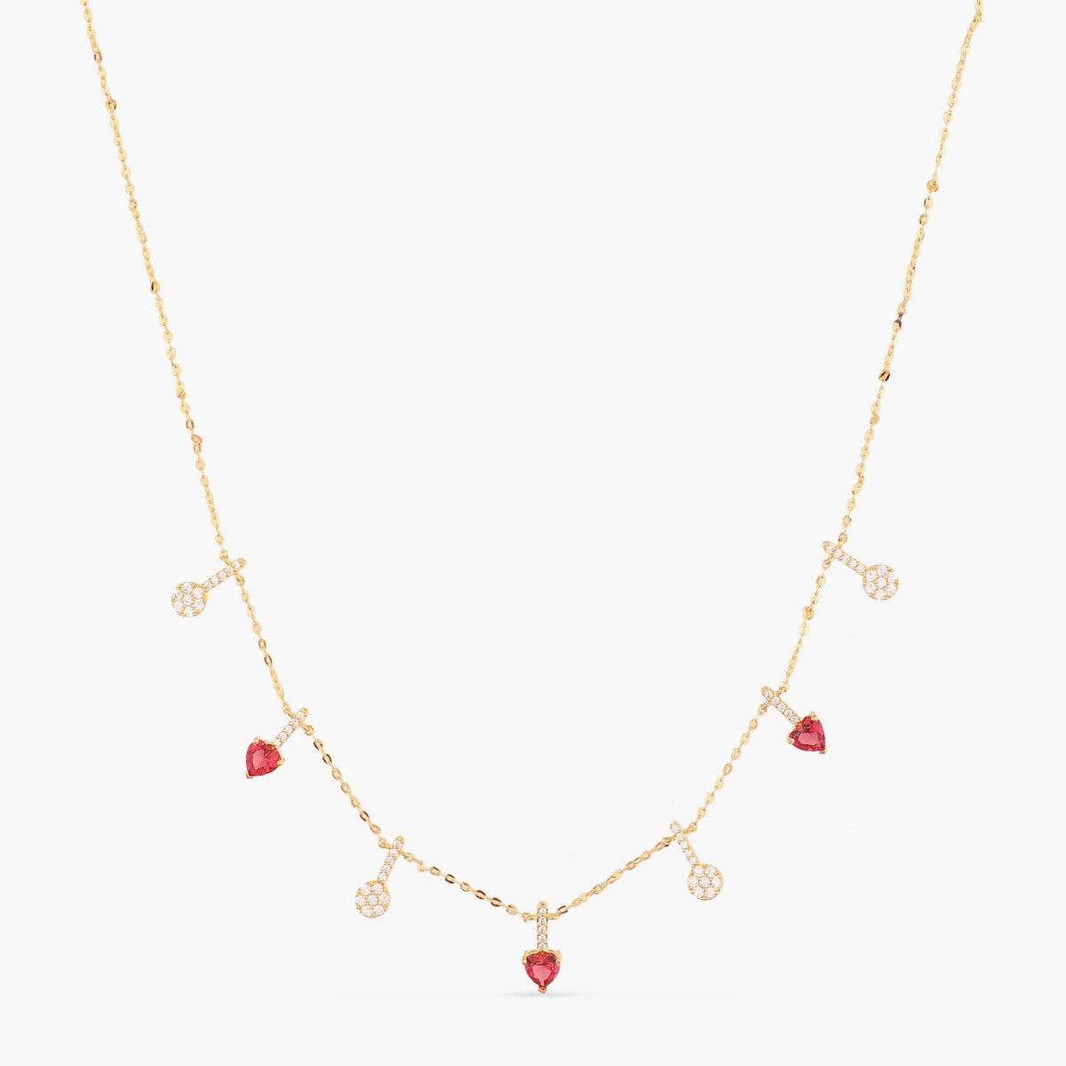 Heart CZ Charms Silver Necklace