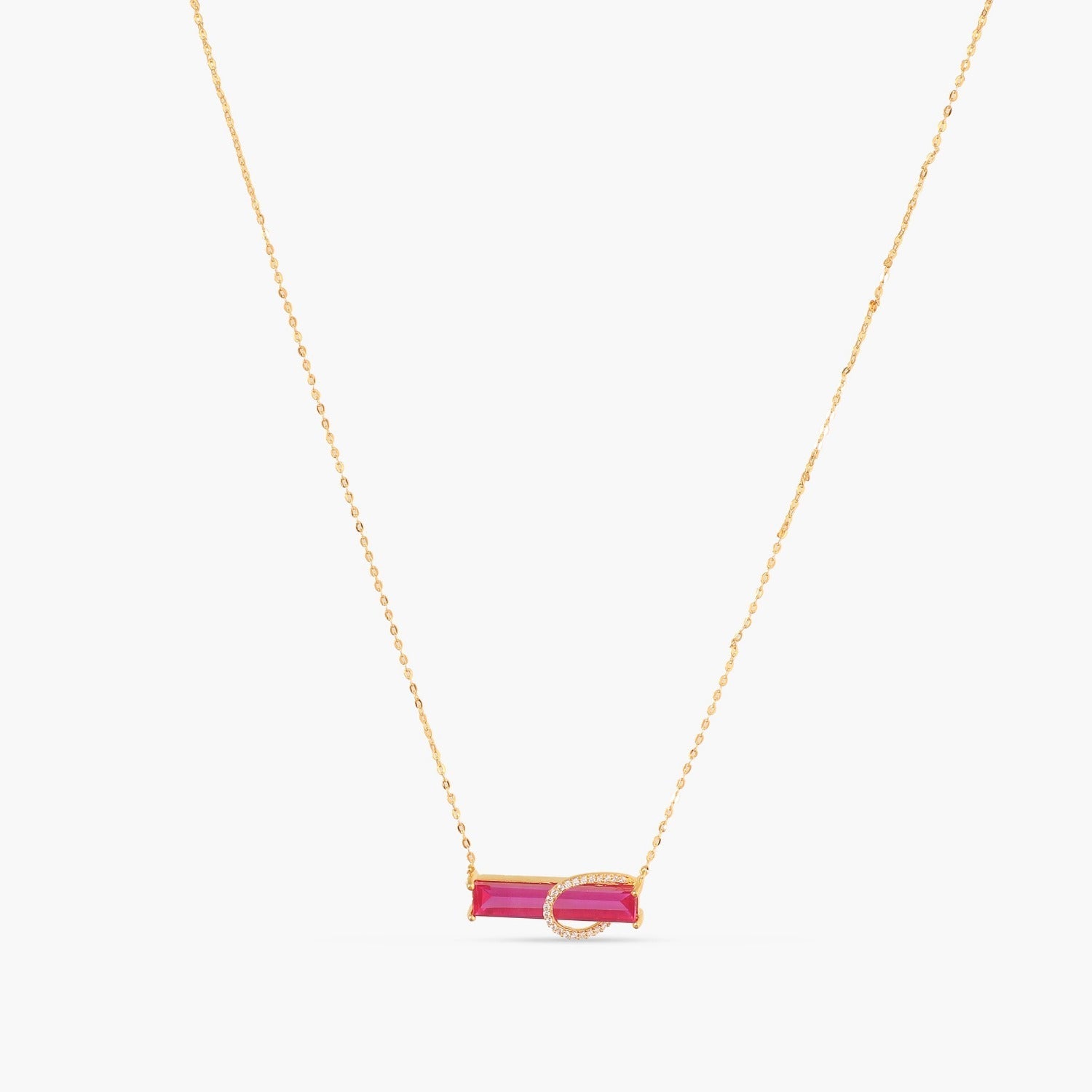 Necklaces By Your Side CZ Horizontal Charm Silver Necklace