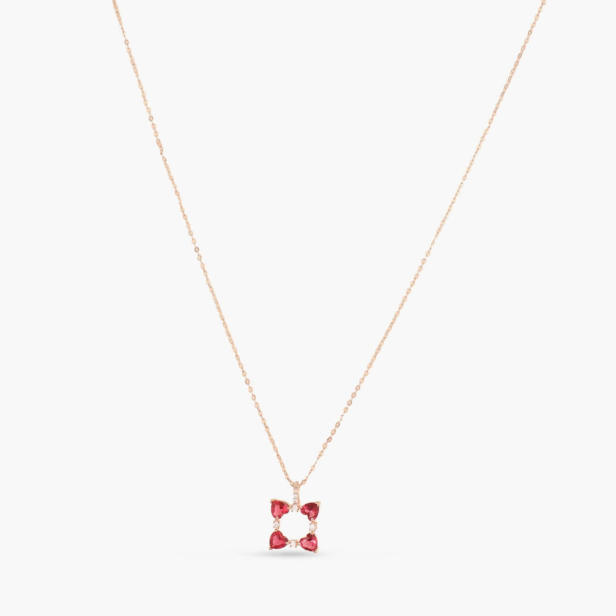 Necklaces Heart CZ Charms Square Silver Necklace