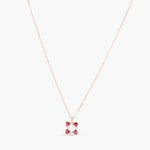 Necklaces Heart CZ Charms Square Silver Necklace