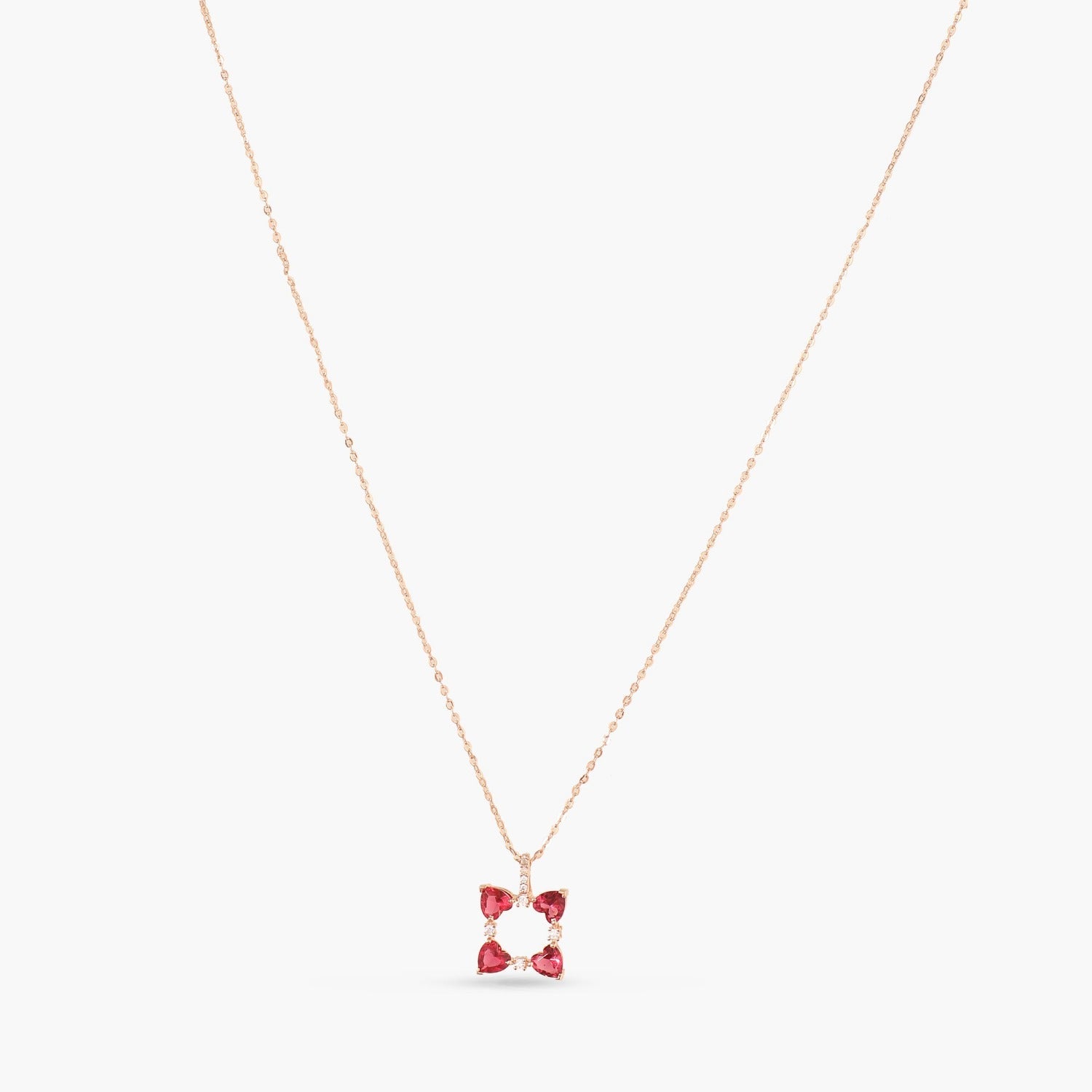 Necklaces Heart CZ Charms Square Silver Necklace
