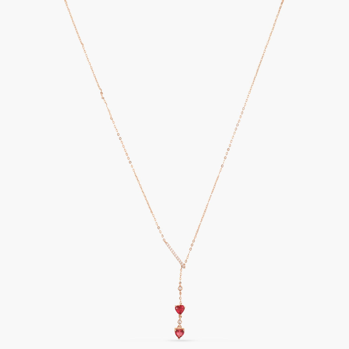 Heart CZ Charms Drop  Silver Necklace